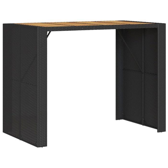 VidaXL Table de bar de jardin avec dessus en bois d'acacia noir 145x80x110 cm, table d'extérieur, table à manger de jardin, 368698