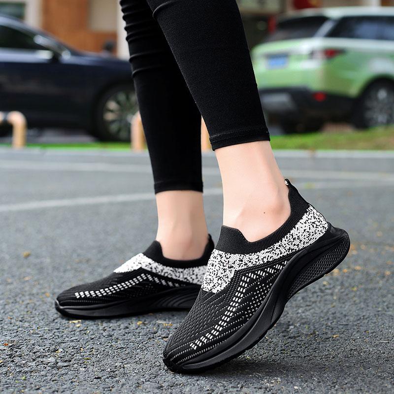 Fashion Ladies Sneakers Casual Shoes Mesh Round Shap Air Cushion Color Matching Breathable Non Slip Women Flat Large Size 44