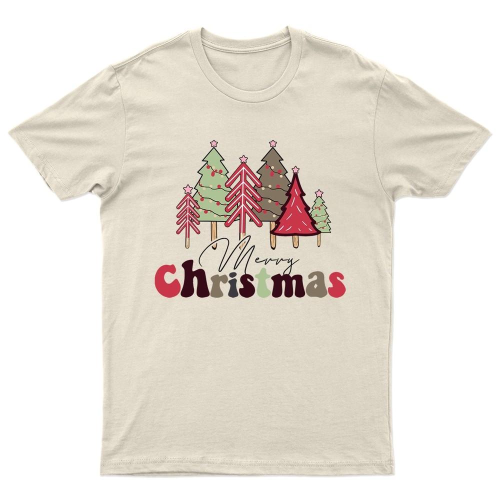 Merry Christmas Trees Christmas TShirt Unisex Gift Retro Seasonal Funny Xmas