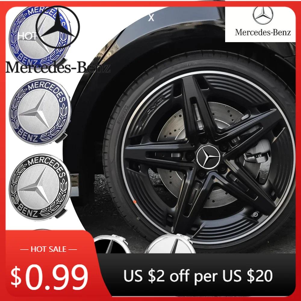 Hot Car Sticker 4 Pieces/Set 75mm For Mercedes Benz AMG W203 W206 W220 W205 W211 W212 Car Wheel Center Hub Caps Benz Emblem Tire