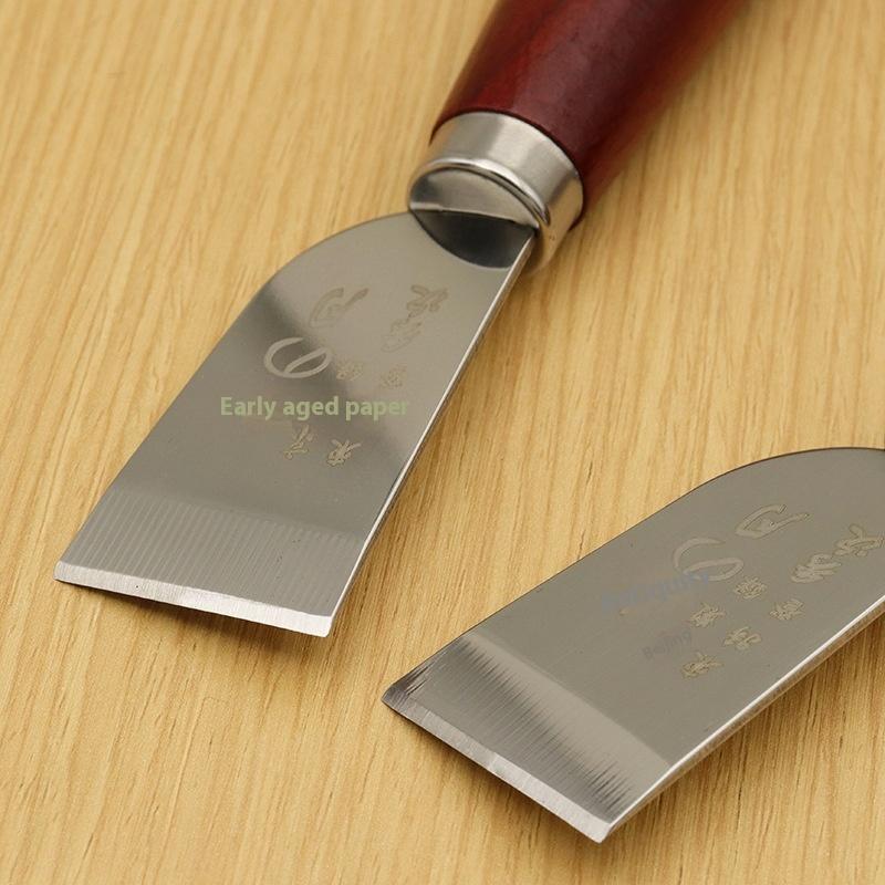 Leather Skiving Knife Cutting Knife With Wooden Handle Leather Skiver For Diy Leathercraft Working Tool
