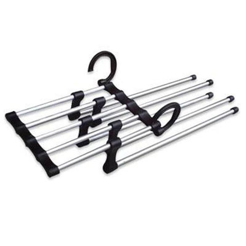 Multifunctional Super Practical Stainless Steel Tube Five In One Pants Rack Magic Pants Rack Space Hanger