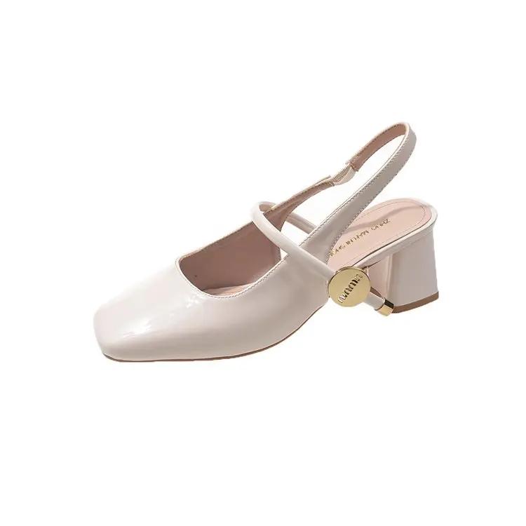 

Женские сандалии на плоской подошве, летняя повседневная обувь 2024 года, новая мода, прогулочная пляжная обувь, тренд, женские туфли на высоком каблуке, сандалии mujer 35 бежевый