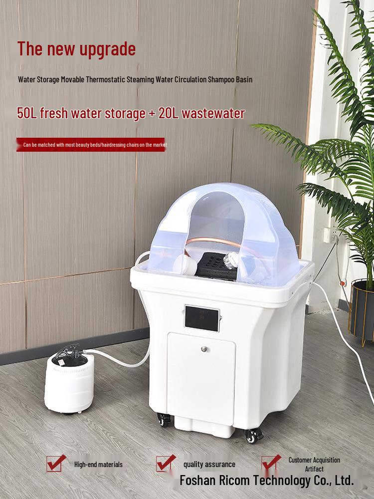 CNC Constant Temperature Shampoo Basin with Integrated Storage Tank and Steaming Hair Care Device