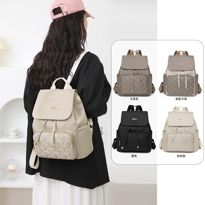 Oxford Cloth Backpack Women's New High-end Diamond Grid Nylon Canvas Backpack Large Capacity Travel Backpack