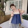 Design Sweet Hot Girl Ruffled Stitching Halter Vest Women's Vacation Off-the-shoulder Loose Sleeveless Top