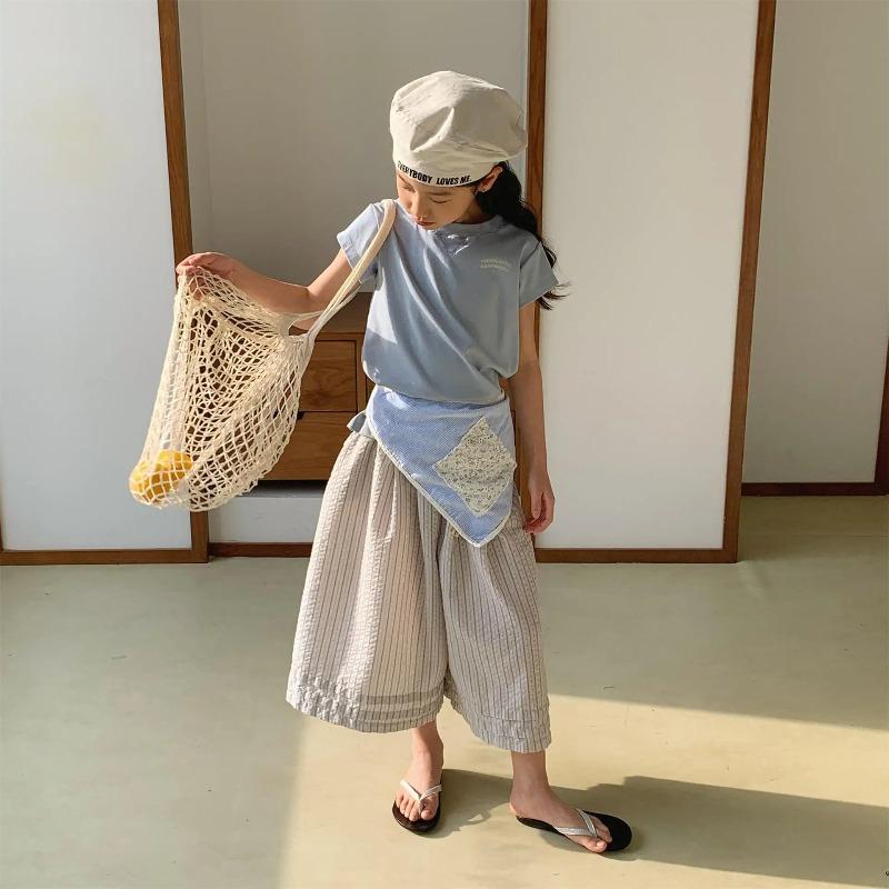 Mädchen Sommer Leinen Mückenschutz Caprihosen Koreanischer Stil Atmungsaktiv Elastischer Bund Kleinkind Kinder Outdoor Kleidung