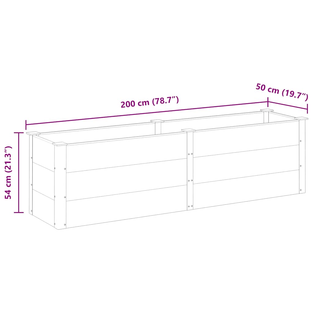Garden Raised Bed 200x50x54 Cm WPC Gray
