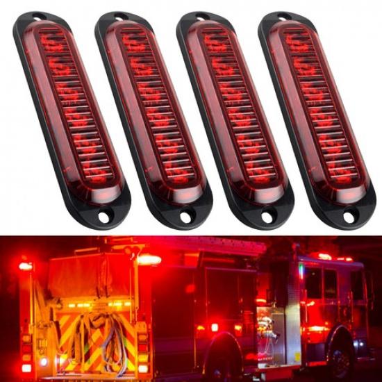 4X Red 6LED Light Lamp Clearance Marker Side Light Turn Signals 12V Waterproof