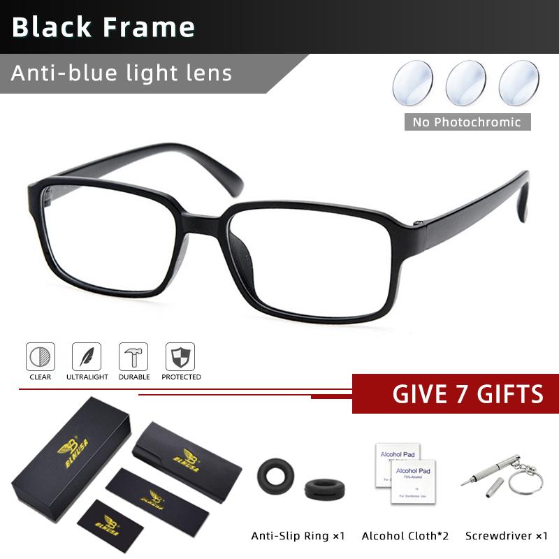 

BLMUSA Широкие большие очки для чтения Сверхлегкая оправа для близорукости с защитой от синего света TR Очки для настройки близорукости Большие лица для мужчин +250