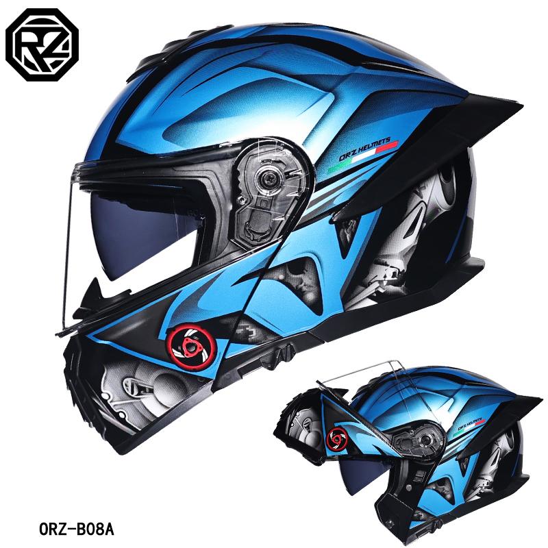 Orz-B08A-Motorcycle helmet, men's and women's four season open face helmet, double mirror knight semi full face helmet