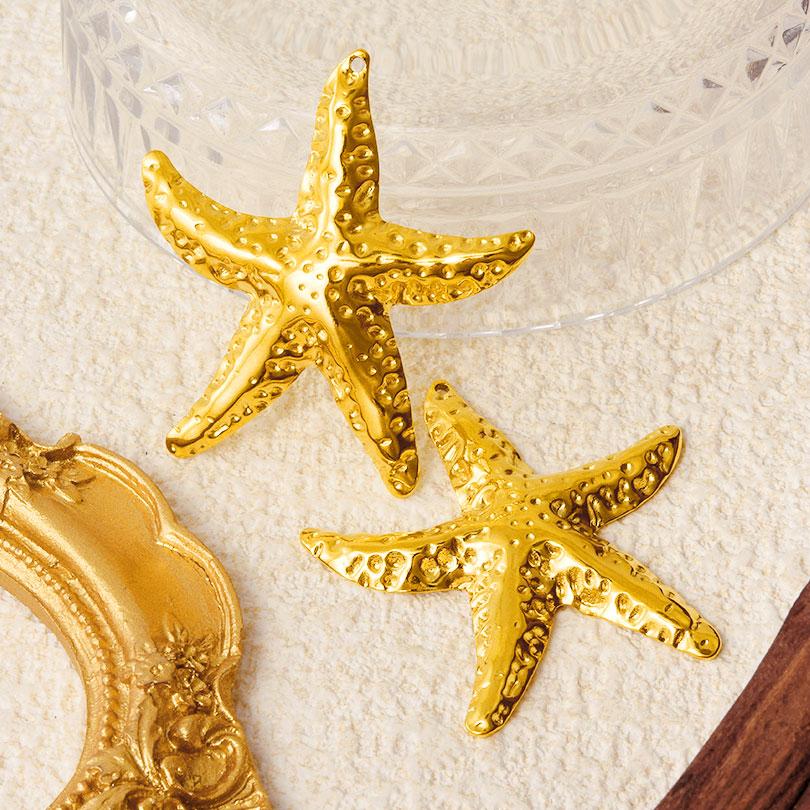 5pcs Gold Color Marine Animals Charm Sea Horse Turtle Shell Conch Starfish Coral Stainless Steel Pendant For Jewelry Making Bulk