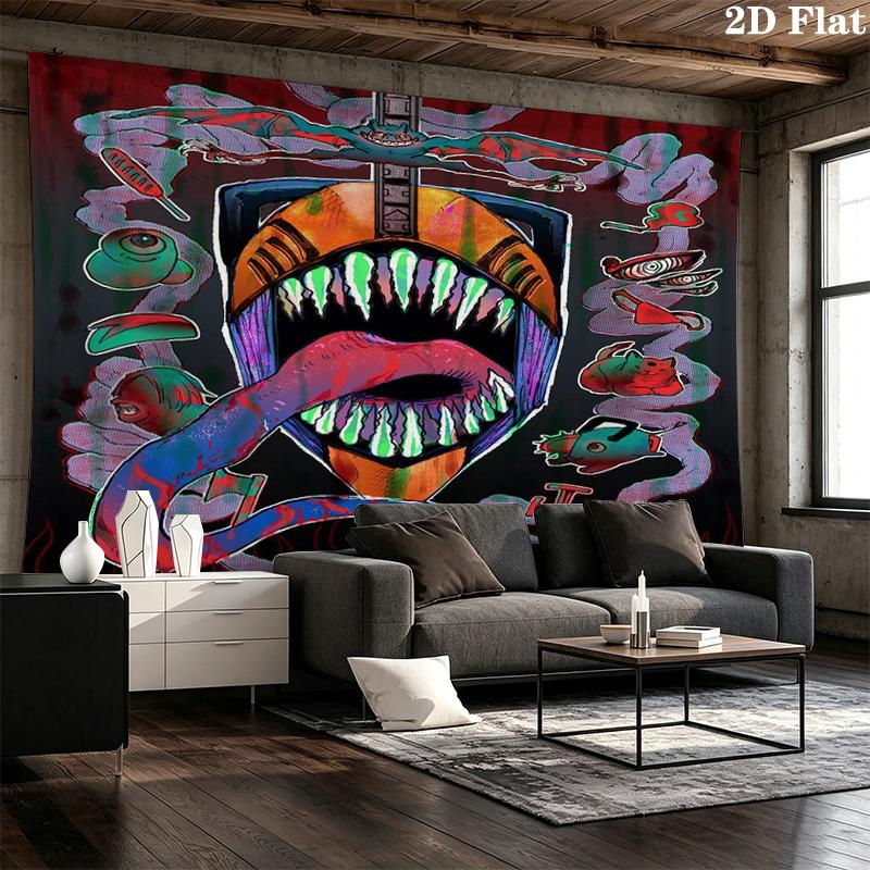 Chainsaw Man Wall Tapestry Aesthetic Wall Hanging Printed Fabric Blanket Decorative Tapestries For Bedroom Living Room Home Decor