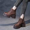 Autumn and winter new thick heel Martin boots women's leather round head small height increase short boots women's boots tide