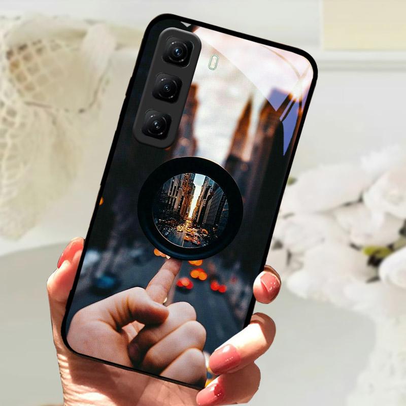 Gehärtetes Glas Case Für Infinix Hot 60 60i Hot60 Pro Plus 60Pro Handy Rückabdeckung Vollständige Abdeckung Linsenschutz Hülle Fundas Etui