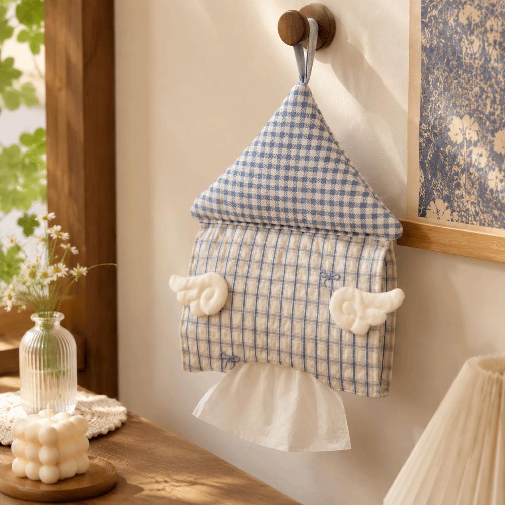 Wings Tissue Box Cover Stripe Grid Napkin Holder Decorative Hanging Tissue Holder Bathroom