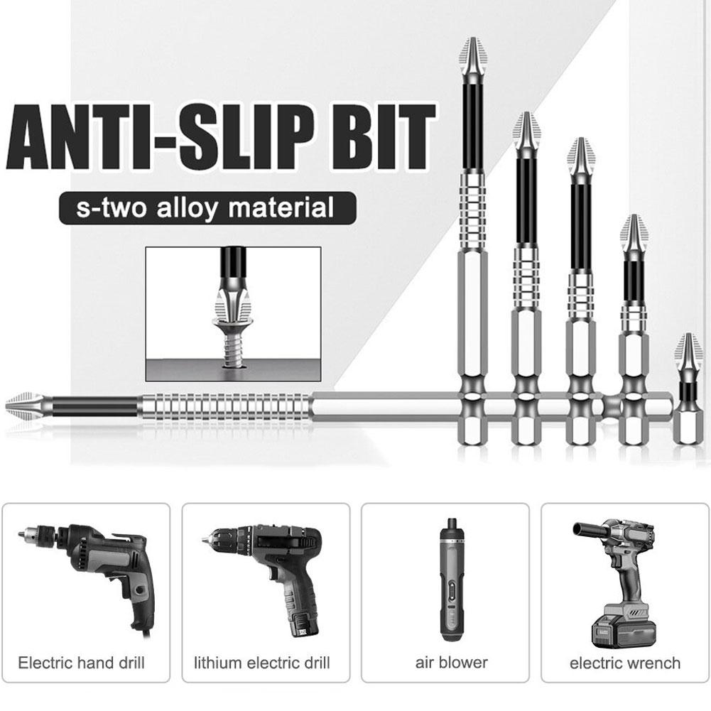 Upgraded Non-slip PH2 Impact Driver Bit Set With Magnetic Phillips Screwdriver Tool Impact Resistance WaterProof Bits 5pcs