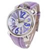 Gaga Milano Manure 40 Watches Silver/purple White shellDial Stainless Steel/Embossed Leather Quartz Analog display mens Used