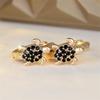 Vintage Black Zircon Cute Sea Turtle Hoop Earrings For Women Boho Gold Color Small Ear Buckle Wedding  Mother's Day Gifts