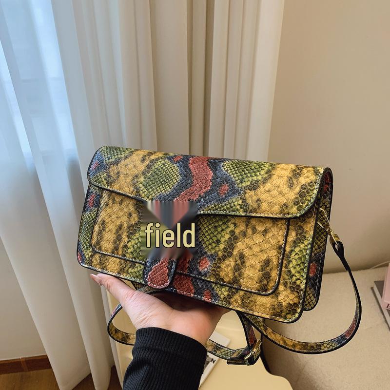 Stilvolle Retro Schlangenleder Textur Ketten Crossbody Tasche - Damen Vielseitige Kleine Quadratische Schultertasche