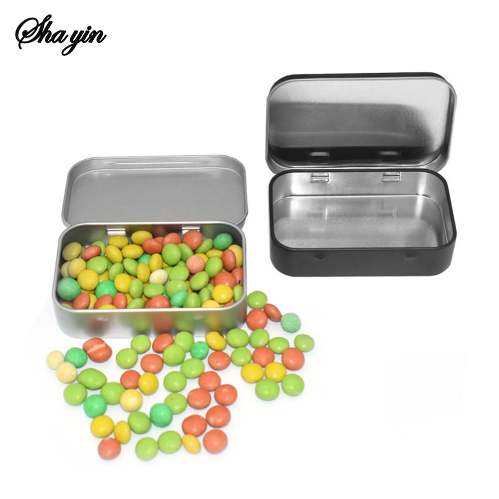 Metall Rechteckige Leere Mini Zinn Box Weißblech Push Candy Pille Fällen Bins Jar Klapp Behälter Kleine Organizer Lagerung Box