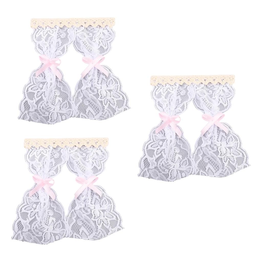 3 Pcs Dollhouse Lace Curtain Vintage Exquisite Elegant Miniature Lace Curtain for 1 12 Dollhouses Decoration Photography