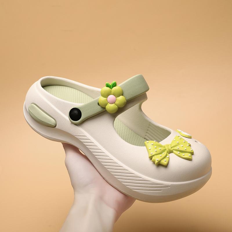 Fashion Women Platform Sandals Clogs Mary Jane Cute Bow Knot Arch Support Garden Shoes Slip-on Outdoor Beach Slippers Height Increase