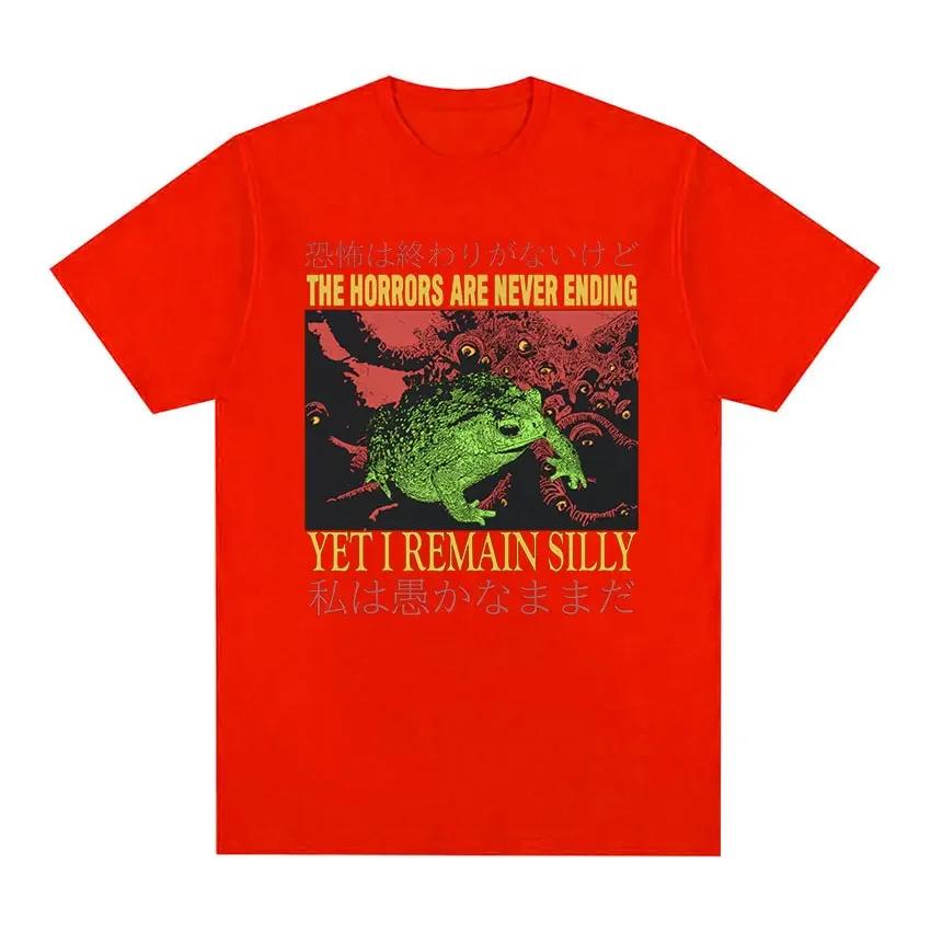 Summer Men's Frog Letter Retro Printed Round Neck T-shirt Casual Outdoor 100% Pure Cotton Street Cool Short Sleeved Plus Size