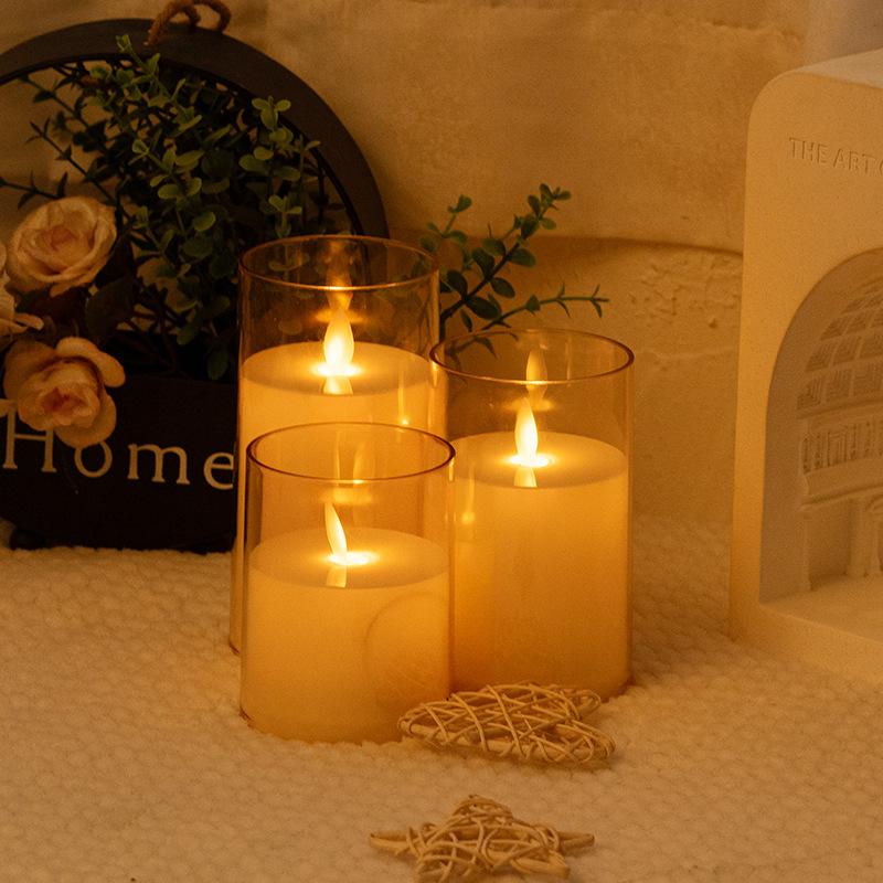 LED Electronic Candle Imitation Swing Acrylic Glass Wax Candle for Christmas, Birthday, Wedding Atmosphere Decoration