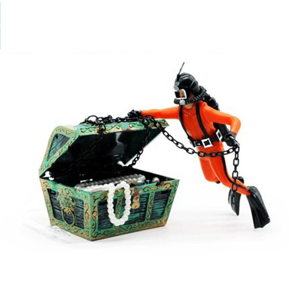 Treasure Hunter Frogman Pneumatic Ornament Air Pump Connecting Aquarium Decoration Fish Tank Decor