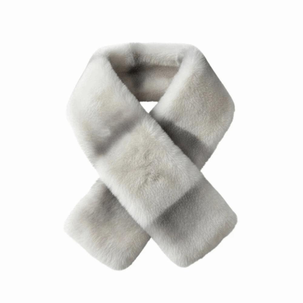 Thick Plush Cross Scarf Thermal Fluffy Muffler Double Sided Stole Faux Fur Collar Office Workers