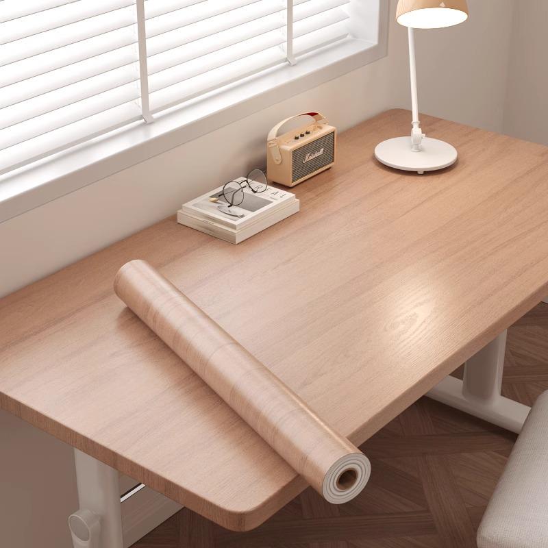 Waterproof Wood Grain Self-Adhesive Table Film for Office or Dining Renovation.