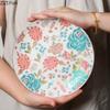 Floral Blooming Painted Cup&saucer Golden Edge Porcelain Coffee Mug Dining Table Afternoon Tea Teacup Fruits Juice Cup Mugs