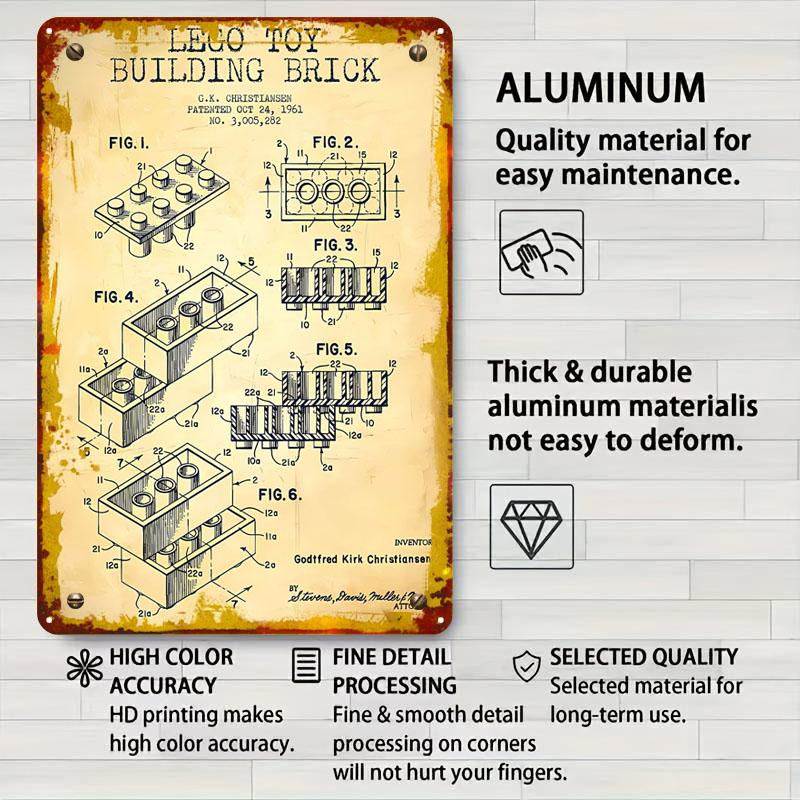 Lego Toy Building Brick Sign Blueprint Poster Vintage Interior Decoration Custom Metal Tin Signs for Wall Art Decoration Retro