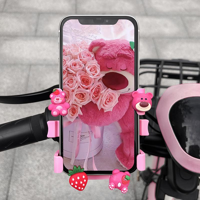 Cute Cartoon Shockproof Phone Holder for Bikes and Electric Vehicles - Ideal for Navigation and Delivery Riders