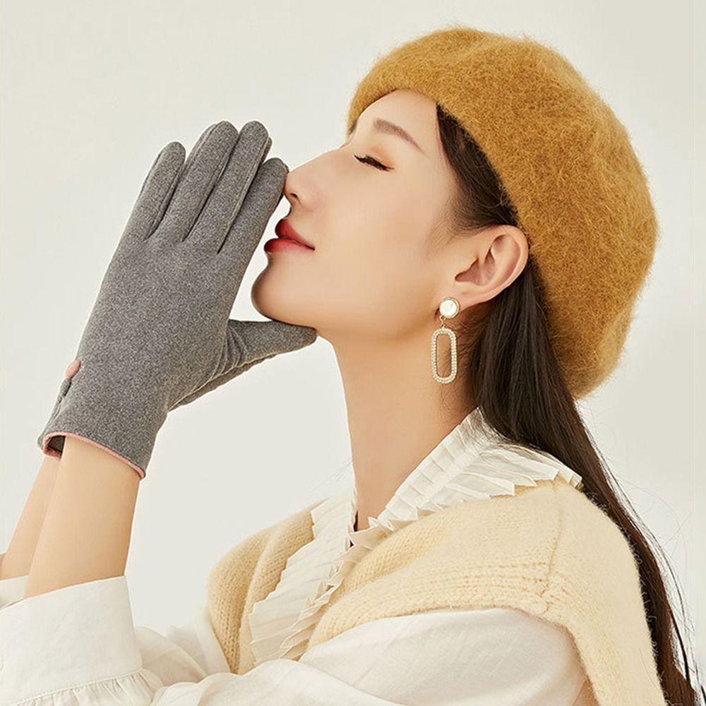 Thickened Warm Gloves Thin Velvet Mittens Fashion All Finger Gloves  for Outdoor