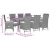 VidaXL Ensemble à Manger de Jardin avec Coussins 9 pcs, Table de Terrasse, Meubles de Patio, Mobilier d'Extérieur, Noir 3277521