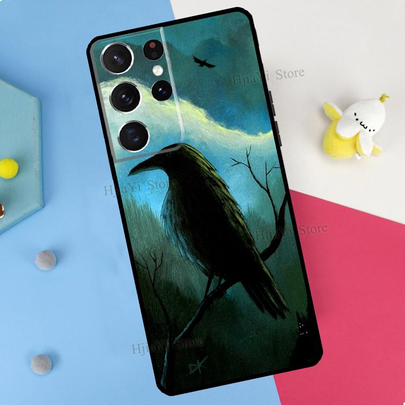 Raven Crow Skull pattern Phone Case For Samsung Galaxy S23 S22 Ultra Note 20 10 S8 S9 S10 Plus S20 FE S21 FE Cover
