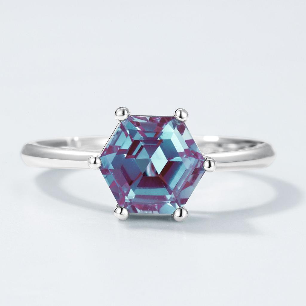 ALLNOEL Natural Alexandrite 925 Silver Ring Health Rings for Women Weight Loss Fatigue Pressure Fatigue Relief Yoga Jewelry Gift