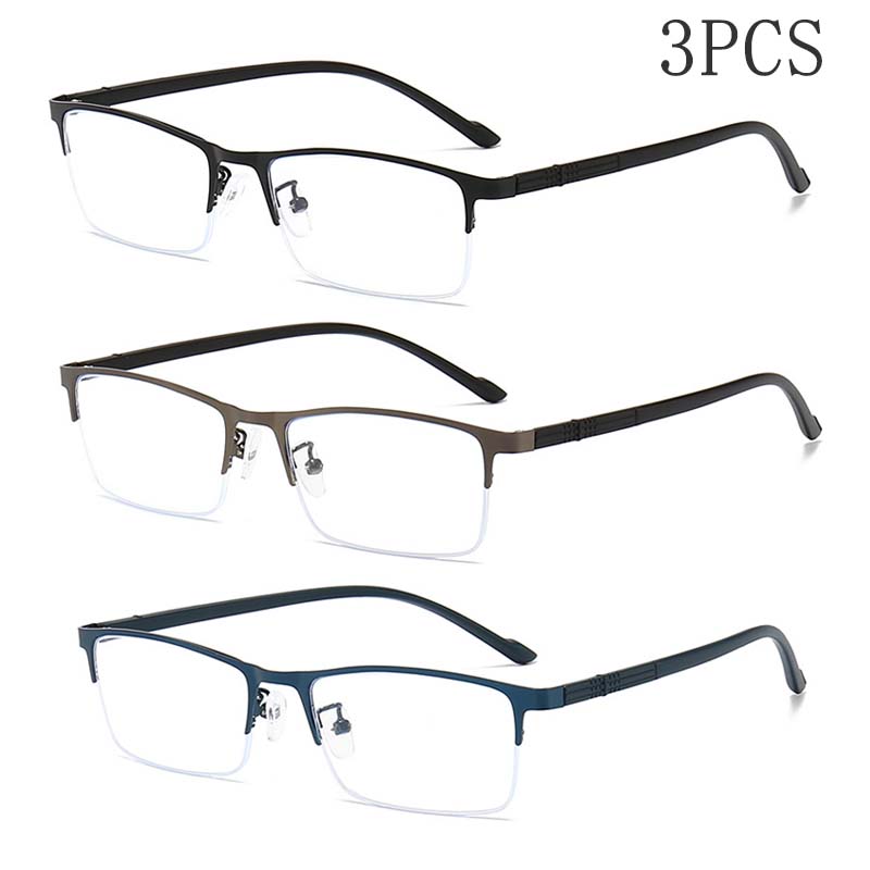 1/2/3PCS Metal Half Frame Anti Blue Light Presbyopia Glasses Lightweight Reading Glasses 8057