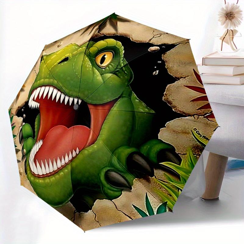 1pc Dinosaur Cartoon Umbrella, Portable 3-Fold Compact Umbrella, Suitable for Camping, Hiking and Travel, Ideal Easter Birthday Gift for Family a