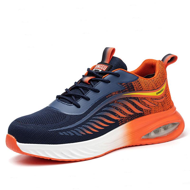 

men s casual breathable steel toe cap work safety shoes worker air cushion sneakers summer security boots protective footwear 275 оранжевый