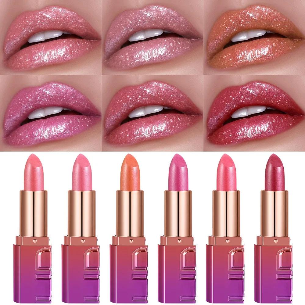 Shimmery Pearl Glossy Lipstick Gold Sparkles Ultra Pigmented Metallic Lip Tint Diamond Glam Luxury Bold Glitter Lip Makeup