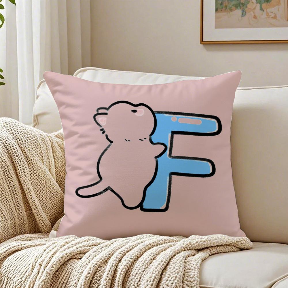 Cute Cat Hugging English Letters Cushion Cover Pillowcase Anti-Dustmite Living Room Sofa Decor Cushion Room