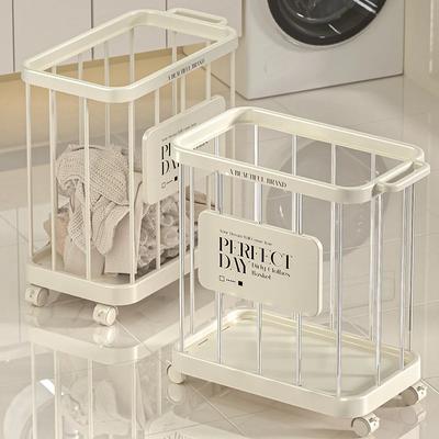1PC Laundry Basket Household Large Capacity Clothes Storage Basket with Pulley Laundry Basket Toilet Bathroom Multi-functional S