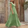 Bohemian Floral Maxi Dress - V-Neck Empire Waist Patchwork