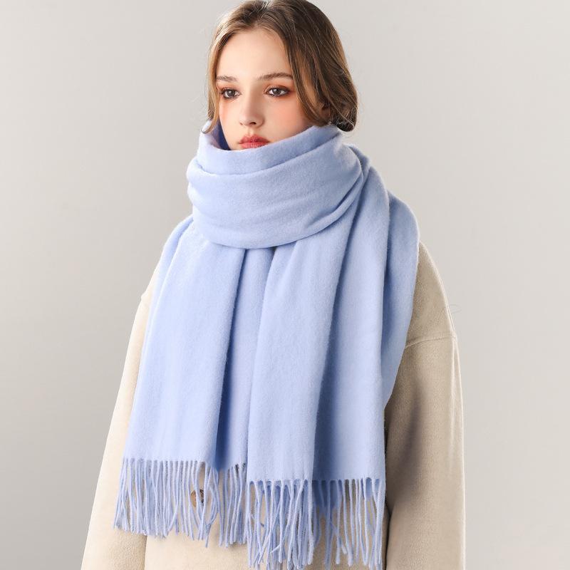 Pure Wool Scarf Winter Men and Women Senior Couple Grey Scarf Shawl Gift Boyfriend Birthday Gift