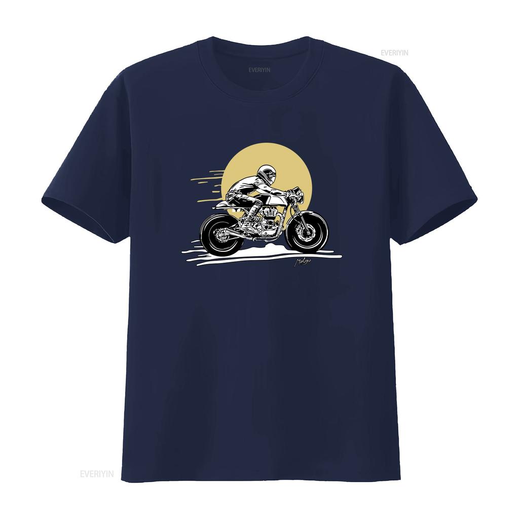 Stylish Mens Motorcycle Rider Print T Shirt In Black with Grey and Yellow Details Sizes S To 5XL Vintage Washed Versatile