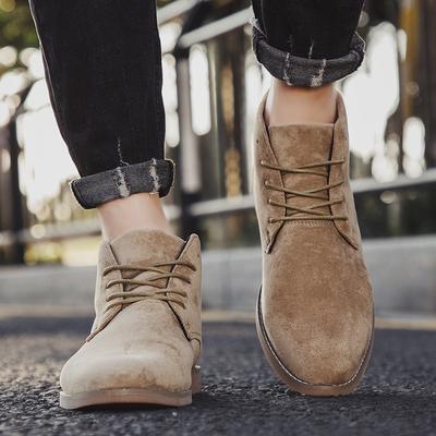 Wind High-top Pointed Small Leather Shoes Autumn and Winter Men's Outdoor Suede Martin Boots Large Size Single Shoes D17