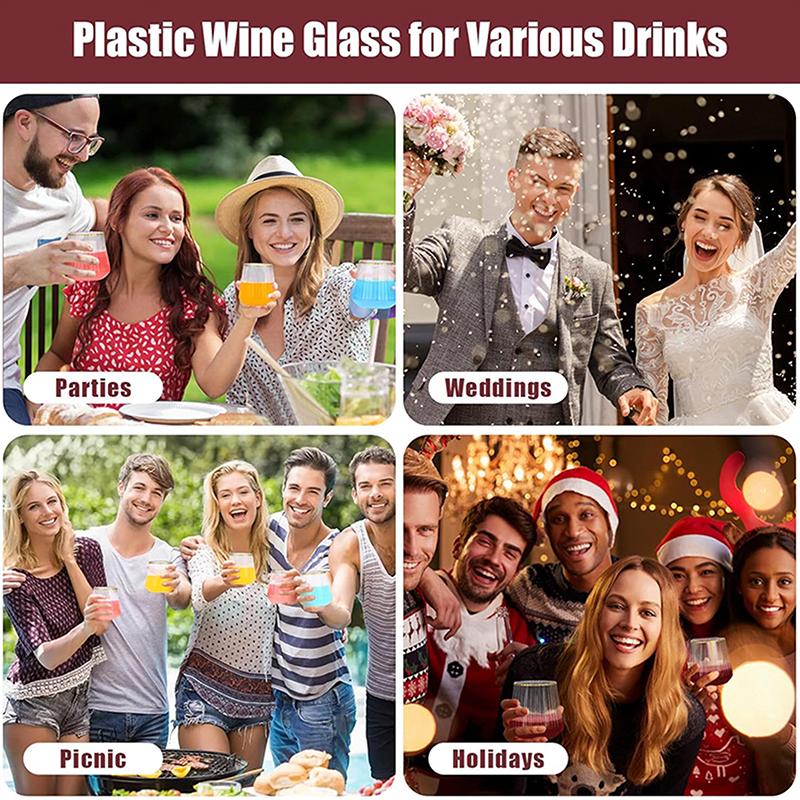 14Oz Disposable Wine Glasses Unbreakable Clear Plastic Cocktail Glasses Wine Cups For Party Birthday Gathering Bars